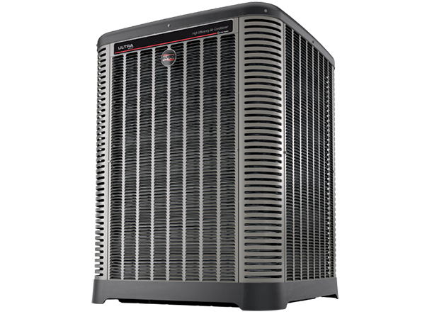 Rheem Ultra Series heat pump unit used for residential HVAC installation and heat pump system repair.